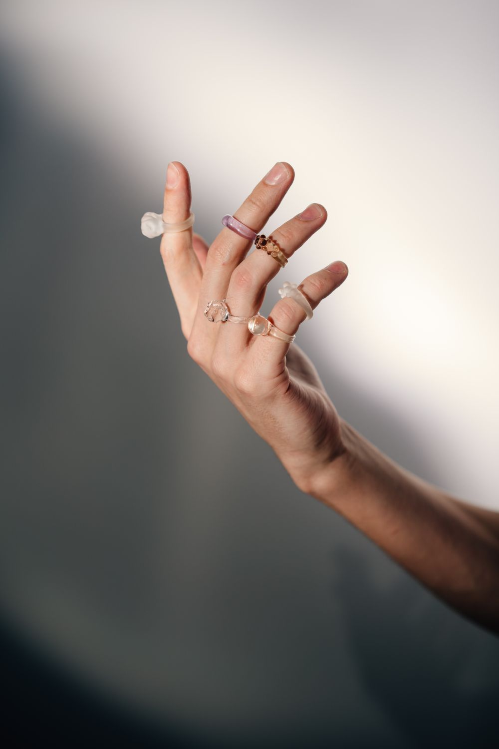 Bague Brindille, Améthyste et quartz